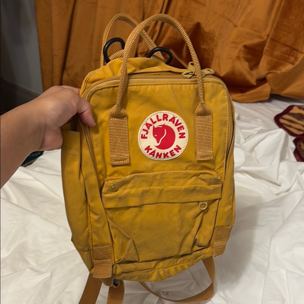 Fjallraven Yellow Backpack Durable Vinylon F Material
